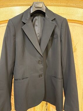 Theory Black Notch-Lapel Two-Button Blazer
